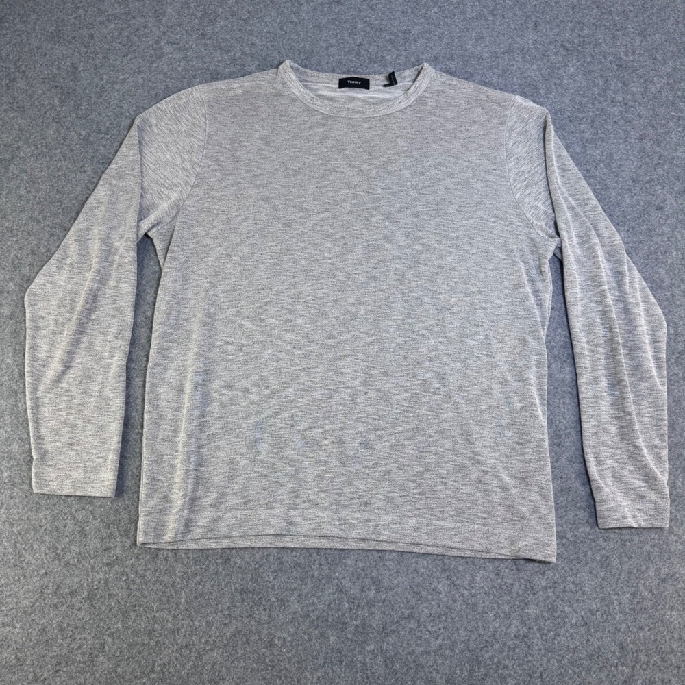 Theory Mens XXL Grey Heather Anemone Modal Blend Long Sleeve Crewneck Shirt